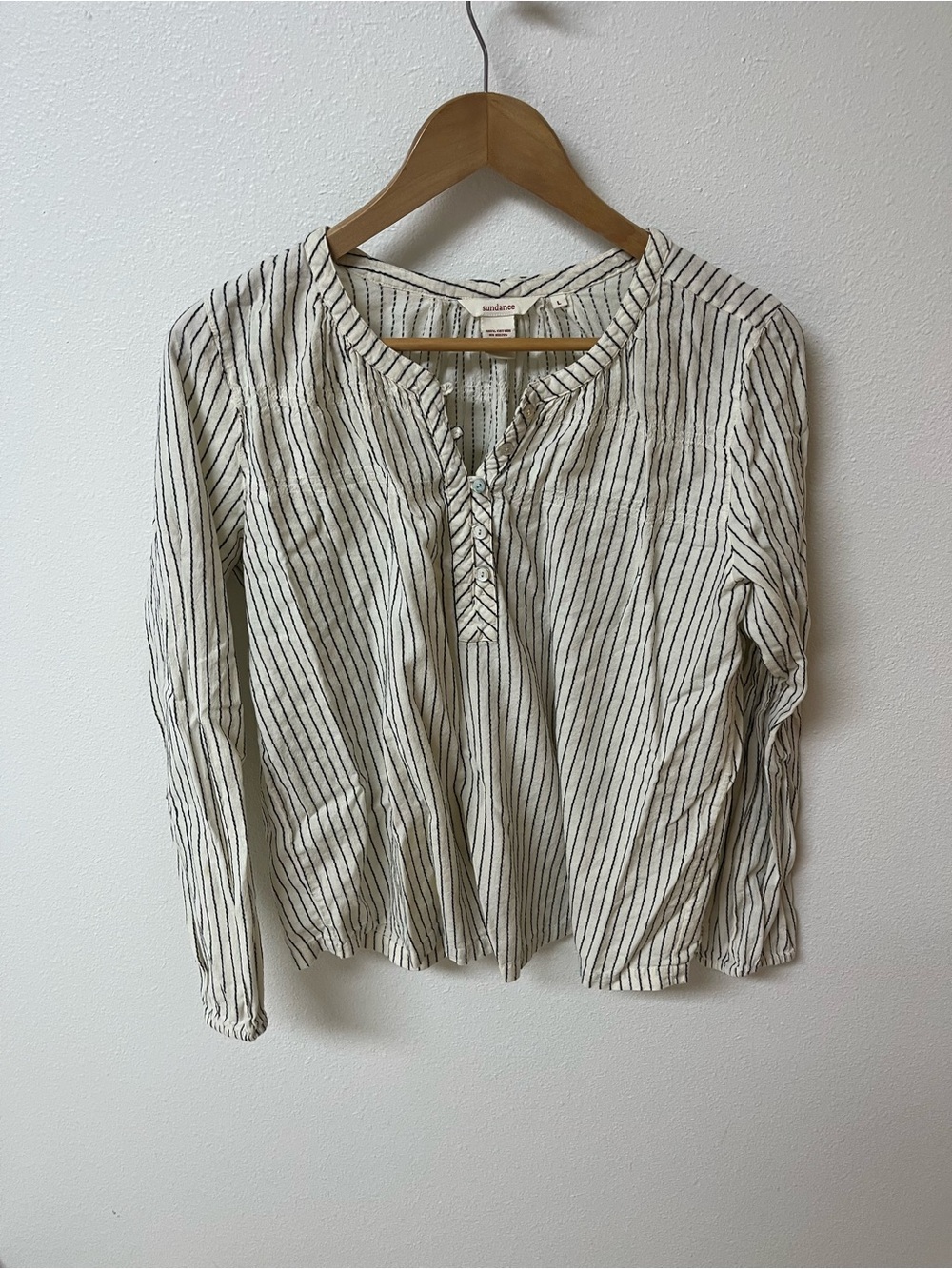 Sundance Cream and Black Striped Button-Front Top women’s size L